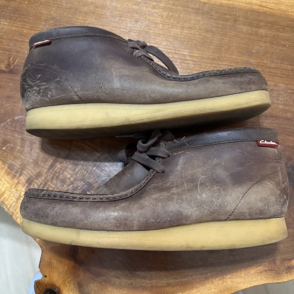 Clarks Men's Stinson Hi Beeswax Brown Leather Lace Up Chukka Boots Size 8.5M